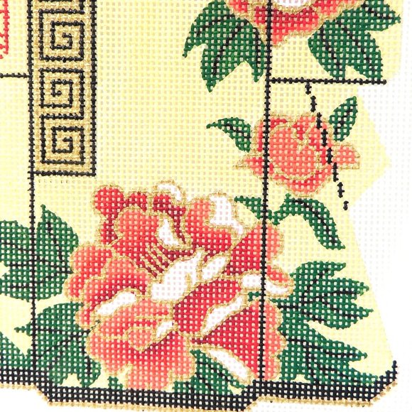 Lee Designs Peony Flower Kimono Medium Needlepoint Canvas Hand Painted 18ct - Picture 3 of 4